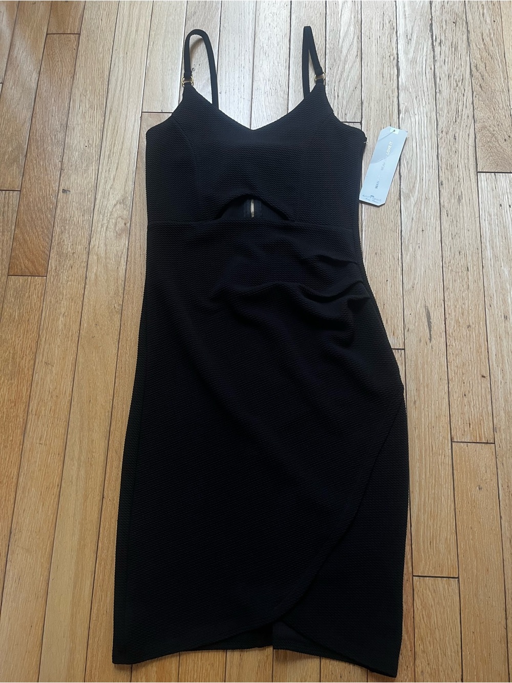Almost Famous Black Midi Bodycon Dress with Front Cutout
